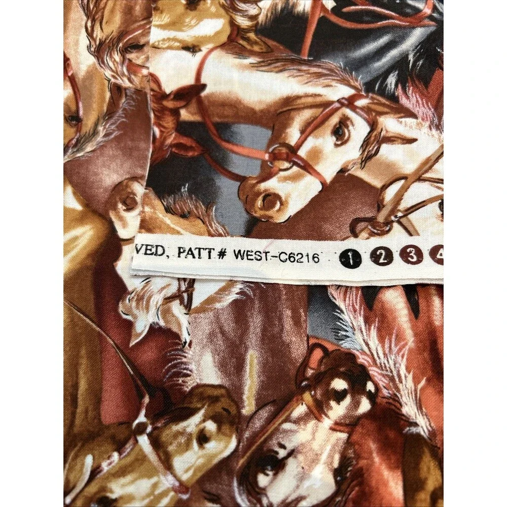 Blank Quilting Packed Horse Stampede Brown Cotton Fabric 21